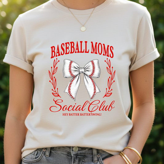 Adult Baseball Moms Social Club T-Shirt