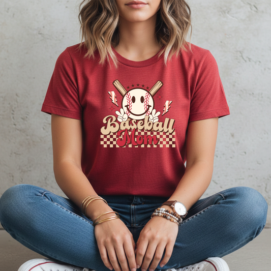 Adult Retro Baseball Mom T-Shirt